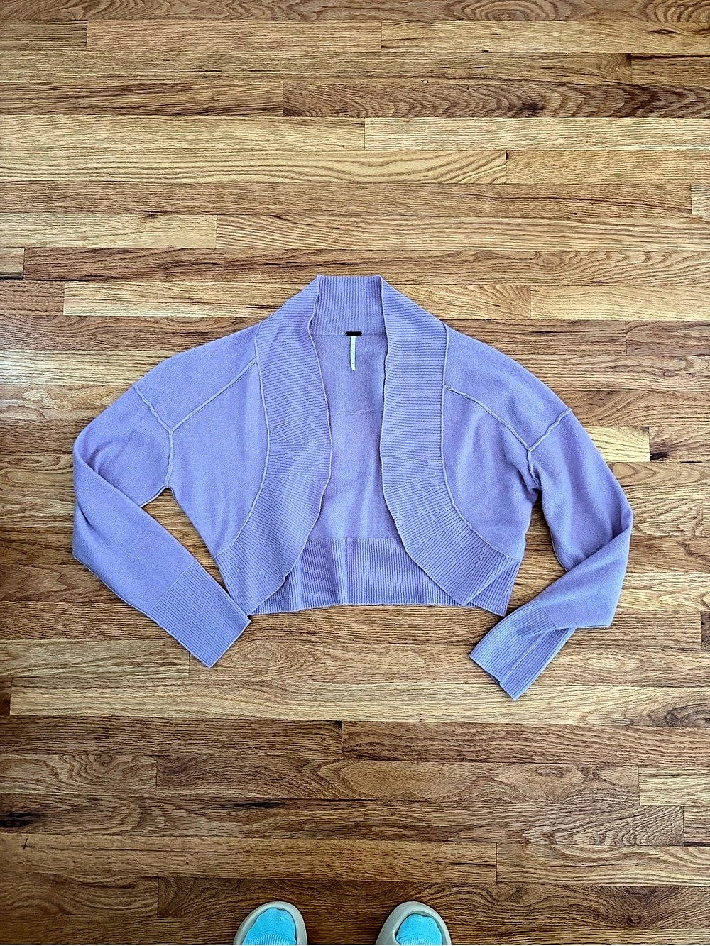 Free People Cropped Open Front Shrug in Purple
